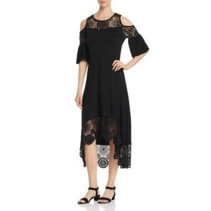 Cupio Crochet Trim Cold Shoulder Dress
